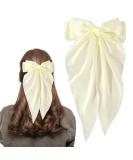 Bow Hair Clip Hair Bows for Women Big Bowknot Hairpin French Hair Clips with Long Ribbon Solid Color Hair Barrette Clips Soft Satin Silky Hair Bows for Women Girls(creamy-white) creamy white - Buy Online on GoSupps.com