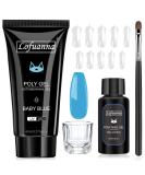 Lofuanna Poly Nail Gel Set - 60ml Blue Nail Extension Gel Kit | All-in-One with Slip Solution Nail Forms Brush & Glass Cup | Perfect for Beginners - Nail Art Design - Buy Online on GoSupps.com