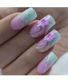Shop 24Pcs Marble Pattern Medium Square Press-On Nails - Reusable French Fake Nails for Women | Glossy Coffin Design - Buy Online on GoSupps.com