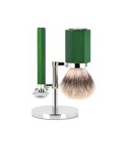 M HLE Hexagon Series Shaving Set - Silvertip Fibre Safety Razor in Anodized Forest Aluminum | Premium International Shipping - Buy Online on GoSupps.com