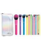 MODA Totally Electric 13pc Full Face Makeup Brush Set Includes - Powder Complexion Blush Shader Smudger & Crease Brushes with Zip Case (Multi-colored) - Buy Online on GoSupps.com