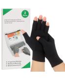 2-Pair Arthritis Compression Gloves for Rheumatoid & Osteoarthritis Relief | Fingerless Breathable Moisture-Regulating | Unisex Black (Large) - Buy Online on GoSupps.com