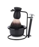 Men's Shaving Set - Stainless Steel Shaver Beard Care Kit with Holder Bowl & Brush - International Shipping - Buy Online on GoSupps.com