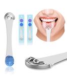 Premium 100% Stainless Steel Tongue Cleaner Set - 2 Interchangeable Brushes for Effective Bad Breath Control - Durable & Ergonomic Design - Buy Online on GoSupps.com