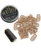 20pcs Hair Extension Clips DIY Wig Combs of 9-Teeth 32mm 1.2g/Pc Metal Snap Hair Clips 1pc Weaving Thread 1set/30pcs Needle Brown - Buy Online on GoSupps.com