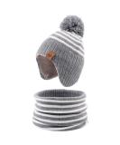 XIAOHAWANG Striped Winter Baby Beanie Hat & Scarf Set | Boys Girls Toddler Kids | Warm Knitted Classic Beanie | Gray | 4-8 Years - Buy Online on GoSupps.com