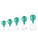 Pulox Cupping Glass Set of 5 - Real Glass Suction Cups (25mm 32mm 40mm 52mm 62mm) - Green | International Shipping Available - Buy Online on GoSupps.com