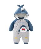 Vine Baby Hooded Romper - Cotton Thicken Jumpsuit Outwear for Boys & Girls - 12 Months, Blue - Buy Online on GoSupps.com