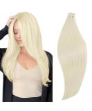 RUNATURE 28 Inch Platinum Blonde Long Tape in Human Hair Extensions - 50g 1-Tape #60 - Buy Online on GoSupps.com