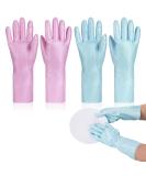 ASTER Thicken Rubber Washing Up Gloves - 2 Pairs, Skin-Friendly, Keep Warm, Medium Size - Ideal for Dishwashing and Kitchen Cleaning - Buy Online on GoSupps.com