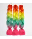Showjarlly Kanekalon Ombre Braid Hair Extensions - 3PCS 100G for Crochet & Braiding - 24 Inch (Orange/Yellw/Green/Pink) - Buy Online on GoSupps.com