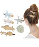 Shell Pearl Starfish Hair Clip Set - 6 Pcs Princess Hair Accessories for Women and Girls - Buy Online on GoSupps.com