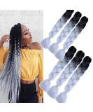Jumbo Braid Extensions Gray Kanecalon Braiding Hair Ombre Braids Extensions 6 Pieces 24 "Afro Braids Hair Extensions Crochet Synthetic Braids Hair Extension (black to gray) Ombre Gray - Buy Online on GoSupps.com