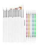 JOYJULY 15pcs Professional Nail Art Brushes Kit & 5pcs Dotting Tool Set - White - Buy Online on GoSupps.com