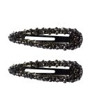 Sparkly Czech Crystal Snap Clips - Black Stone Hair Barrettes for Women - 2 Pack - Buy Online on GoSupps.com