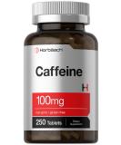 Horbäach Caffeine Pills 100mg - 250 Vegetarian Tablets | Non-GMO Gluten Free Supplement for Energy Boost - Buy Online on GoSupps.com