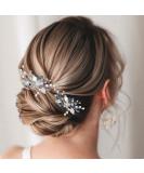 Blue Rhinestone Flower Bride Wedding Hair Pins - Bridal Hair Accessories (Pack of 2) - Buy Online on GoSupps.com