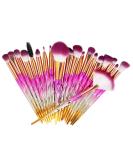 AMIZOB 20pcs Diamond Handle Makeup Brushes Set - Eye Shadow, Eyeliner, Foundation, Blush, Lip - Pink Gold - Buy Online on GoSupps.com