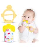 Vicloon Baby Bite Gloves with BPA Free Bite Ring Toy - Soft Gum Soothe for 0-6 Months - Yellow Baby Gloves & Bass Ring - Buy Online on GoSupps.com
