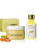 Shop Turmeric Face Clay Mask & Oil Skincare Kit | Vitamin C Deep Cleansing Overnight Mask for Pores Hydrating Turmeric Serum & Oil for Radiant Skin - Buy Online on GoSupps.com