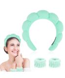Sponge Spa Headband - 1 Pack Makeup Headband for Women & Girls | Skincare, Makeup Removal, Yoga, Sports | Green Terry Towel Cloth Hair Band - Buy Online on GoSupps.com