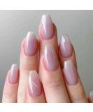 24Pcs Pink Ballerina False Nails Set | Short Square French Tips | Glossy Press On Nails with Adhesive Tabs | Reusable Stick On Nails for Women & Girls - Buy Online on GoSupps.com