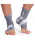 Neotech Care Ankle Brace Support - Elastic & Breathable Fabric - Adjustable Compression Strap - For Men Women Youth - Left or Right Foot - Grey Colour (Size M 1 Pair) M 2 - Buy Online on GoSupps.com