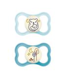 MAM Rubber Air Night Soothers 16+ Months (Pack of 2) Glow in The Dark Baby Soothers with Self Sterilising Travel Case Newborn Essentials Blue (Designs May Vary). Latex Blue Air Night 1 12+ M Soother - Buy Online on GoSupps.com