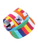 Surakey Adjustable Dog Baseball Cap - Sun Protection & Ear Holes for Outdoor Sports - Colorful Stripes - Buy Online on GoSupps.com