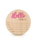 Hello World Announcement Sign - 15cm Wooden Newborn Name Sign for Baby Birth Photo Props - Pink Welcome Sign for Hospital & Party - Buy Online on GoSupps.com