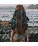 CAKURE Boho Feather Headband - Handmade Indian Gypsy Costume Hair Accessories in Blue - Hippie Festival Headdress (Type A) - Buy Online on GoSupps.com