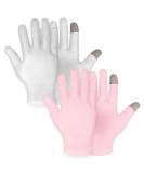 Dimeho 2 Pairs Moisturizing Gloves Touch Screen Cotton Spa Lotion Glove Overnight Bedtime Skin Care Gloves Eczema Glove for Dry Chapped Hands Women Beauty (White + Pink) - Buy Online on GoSupps.com