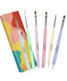 Nail Art Brushes Set - 6Pcs for Nail Tips Design with Poly Gel, Acrylic Brushes, Painting Drawing Pen Kit - Salon/Home Use - Buy Online on GoSupps.com