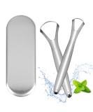 Metal Tongue Scraper Set - 2 Pcs Stainless Steel Tongue Cleaners for Adults & Kids | Portable Oral Care Tool | Reduce Bad Breath | Iron Case Included - Buy Online on GoSupps.com