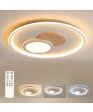 Fitzmia LED ceiling light ceiling lamp with wood ceiling lamps dimmable with remote control modern round wood ceiling lamp for bedroom children's room living room kitchen ( 31.5cm 24W) - Buy Online on GoSupps.com