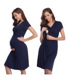 Irdcomps Women's Breastfeeding Nightdress Maternity Nursing Nightgown - Casual Navy Blue - Buy Online on GoSupps.com