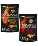 Californian Honey & Salt Roasted Sharing Peanuts 145g with Thai Sweet Chilli Coated Sharing Peanuts 150g - Bundle Consisting of Sensations Nuts x2 Pack - Buy Online on GoSupps.com