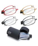 Buy Jox Foldable Reading Glasses - Blue Light Blocking Compact Design with Flip Case | Gold 2.5 Diopters for Men & Women - International Shipping Available - Buy Online on GoSupps.com