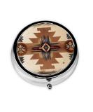 Mini Travel Metal Pill Box - 2.0x2.0x0.7 in Native American Patterns - Perfect Organizer for Purse & Pocket | International Shipping Available - Buy Online on GoSupps.com