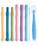 6-Piece BPA-Free Silicone Baby Bite Tube Set | Dental Aid & Food-Grade Bite Rings | Includes Cleaning Tool & Spoon | International Shipping Available - Buy Online on GoSupps.com