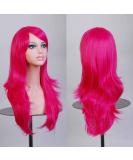 Colorfulpanda Long Curly Cosplay Wig 28 Inch Hot Pink Rose Red - Women's Anime Halloween Costume Party Hair - Buy Online on GoSupps.com