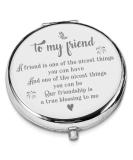 LRUIOMVE Friendship Gift Compact Pocket Cosmetic Mirror - Silver Engraved Travel Makeup Mirror for Sister, Women, Friends - Birthday, Christmas, Graduation - Buy Online on GoSupps.com