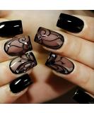 Buy Black Press On Nails - Short Square Acrylic Nails with Glossy Finish | 24 Pcs Full Cover Stick On Nails for Women & Girls - Buy Online on GoSupps.com