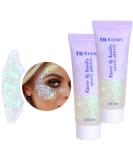 Body Glitter Gel,Face Glitters Gel,Mermaid Sequins Liquid Glitter Makeup for Body Hair Face Nail Eyeshadow,Long Lasting Sparkling (06# White-2PCS) - Buy Online on GoSupps.com