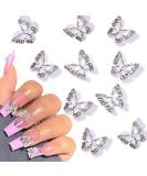 3D Alloy Butterfly Nail Charms 10pcs Metal Butterfly Nail Gems Nail Rhinestones Shiny Crystal Nail Art Charms Nail Decoration Rhinestones for Nails DIY Manicure Jewelry Accessories Women Nail Supplies silver - Buy Online on GoSupps.com