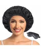 Shop Luxury Silk Bonnet & Satin Sleeping Cap for Women - Adjustable Double Layer | Black - Buy Online on GoSupps.com
