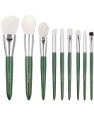Natural Goat Hair Makeup Brushes Set - 9 Piece Ultra Soft Face & Eye Brushes for Foundation Concealer Blush Contour & Eyeshadow - Perfect Travel Kabuki Set (Green - Buy Online on GoSupps.com