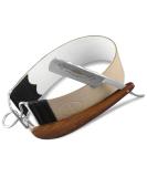 Razor Set: Wooden Handle with Gold Etching & Professional Leather Linen Strop - Premium Quality for Precision Shaving - Buy Online on GoSupps.com