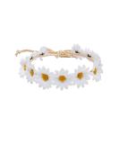 Floral Fall Boho Sunflower Crown Hippies Daisy Hair Wreath Bridal Headpiece Photo Props DY-01 (White) - Buy Online on GoSupps.com