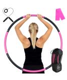 Fiteroc Weighted Fitness Hula Hoop for Adults - Detachable & Portable - Includes Jump Rope, Resistance Band, Carry Bag - Black/Pink - Buy Online on GoSupps.com